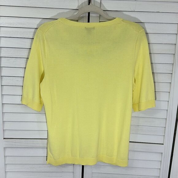 Talbots Sweater Size Medium Yellow Pineapple Hand Beaded NWOT - Picture 7 of 10